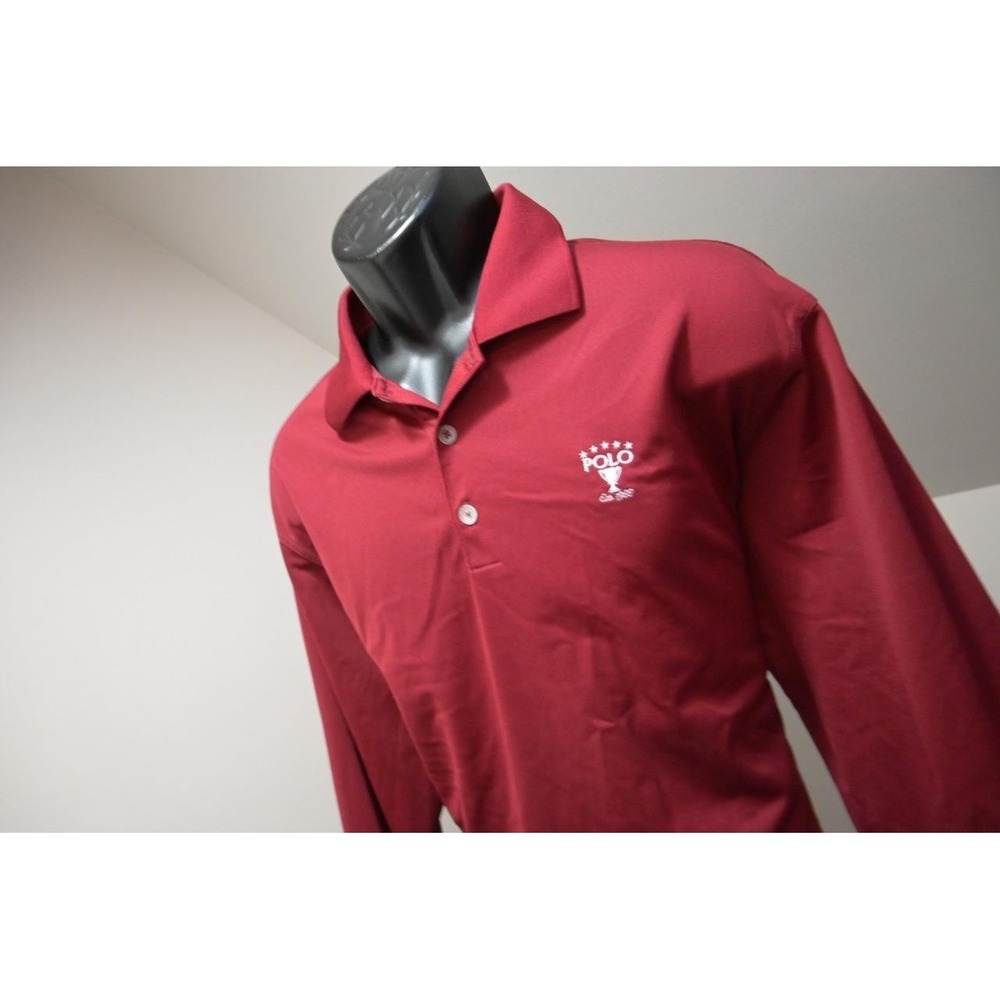 Nike Golf Polo Dri Fit Performance Dark Red Long Sleeve Athletic Mens Sz Large